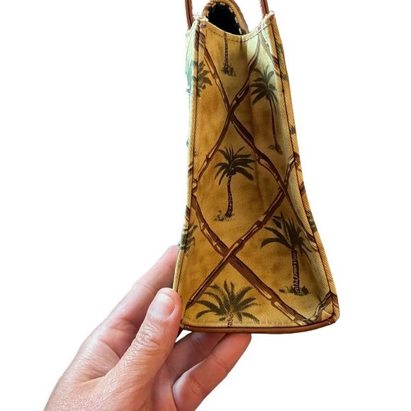 Palm Tree Purse Handbag Tan Brown Green‎ Embellishments Vacation Beach Cruise - Picture 6 of 11